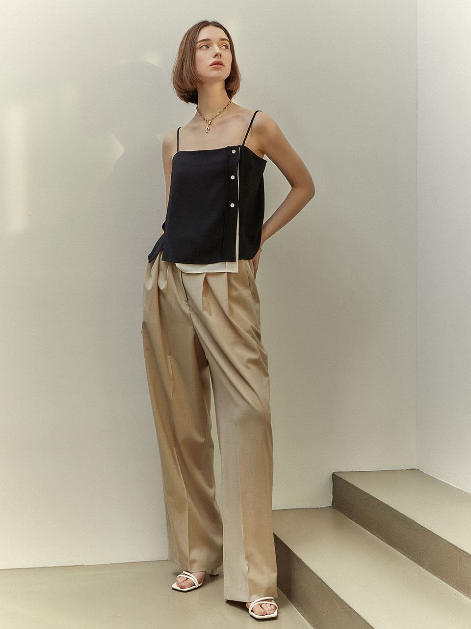 Tailored Baggy Tuck Wide Pants KW2ML6350_91
