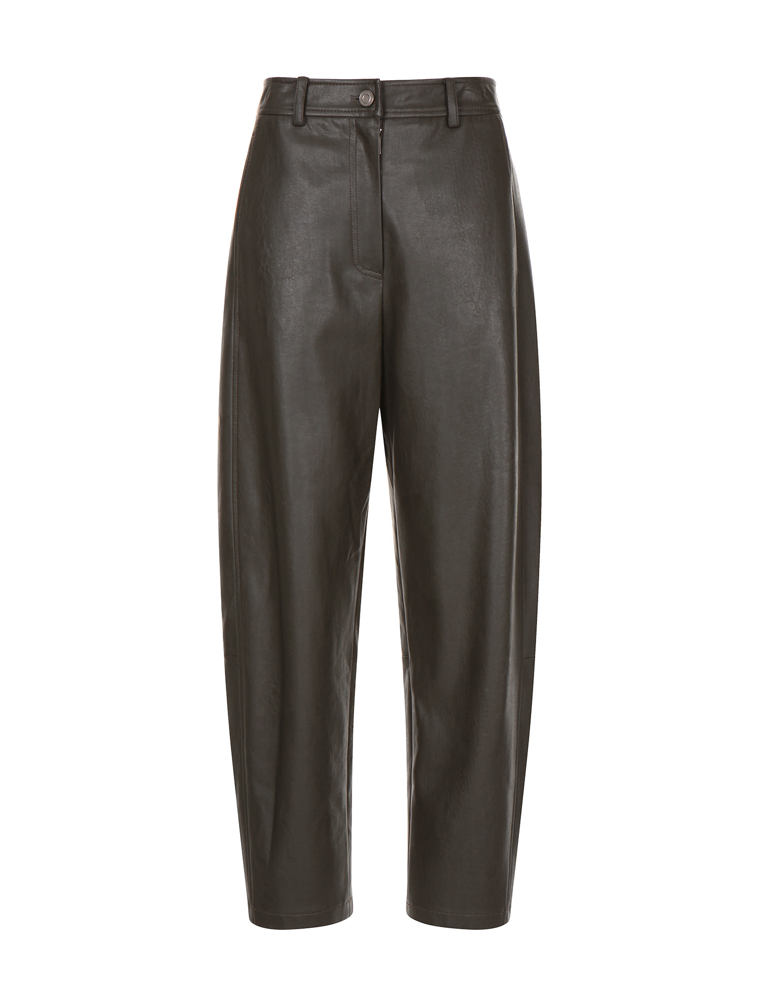 [이현이 착용]Eco-leather curved volume pants Khaki KW2AL7940_42