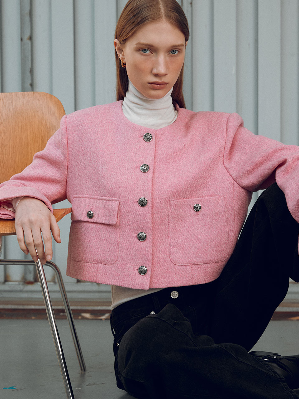 [한선화/송지효/츄/미주/솔지/유리/효민/이지혜/유나/김사랑 착용]Pink Tweed Crop Jacket KW2AJ7030_72
